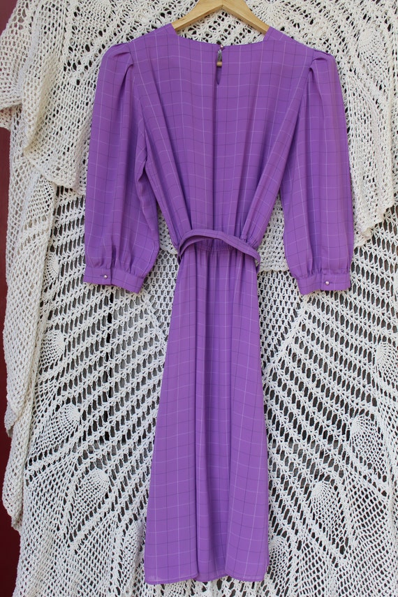 Ladies 80's Lavender Secretaries Dress, Purple Po… - image 5