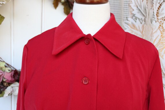 Red Polyester Fitted Blouse, 90's Dagger Collar L… - image 6