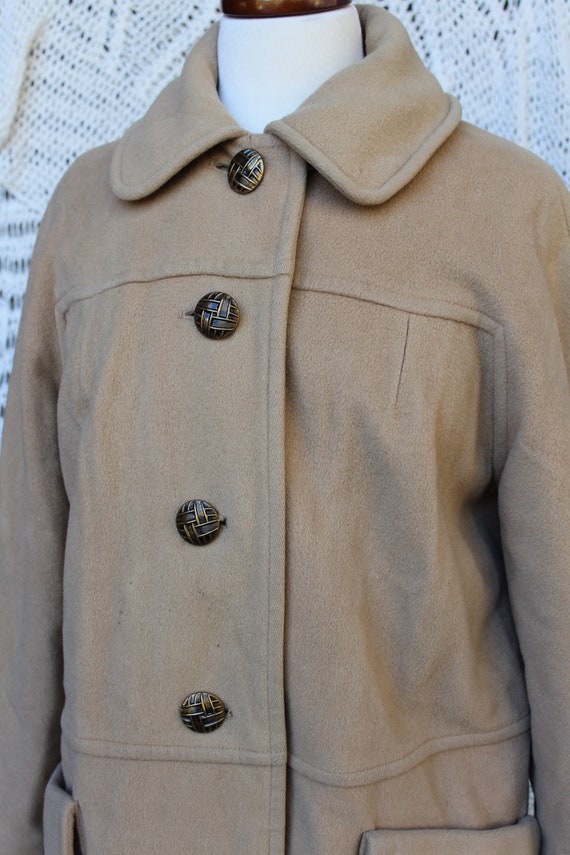 Ladies Camel Colored Wool Coat, VINTG Wool Projec… - image 4
