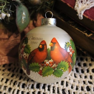 1980 Cardinal Bird XMAS Ornament/VNTG Original Box Hallmark Collector Bird Holiday Tree Ornament/Dated Bird Lover&#39;s Christmas Tree Orn. Gift