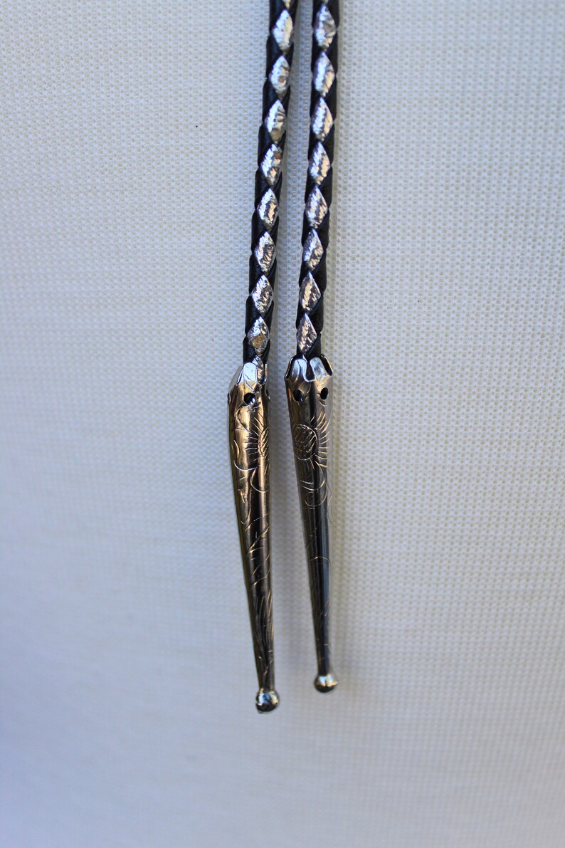 SilverBlack Braided Western Cowboy Boot Vintage Bolo Tie