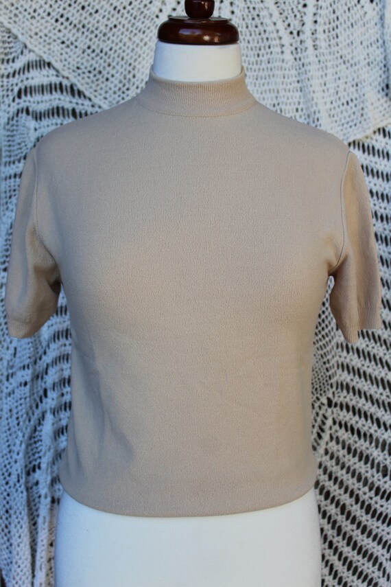 Ladies Light Beige Mock Turtleneck Shirt, VINTG N… - image 10