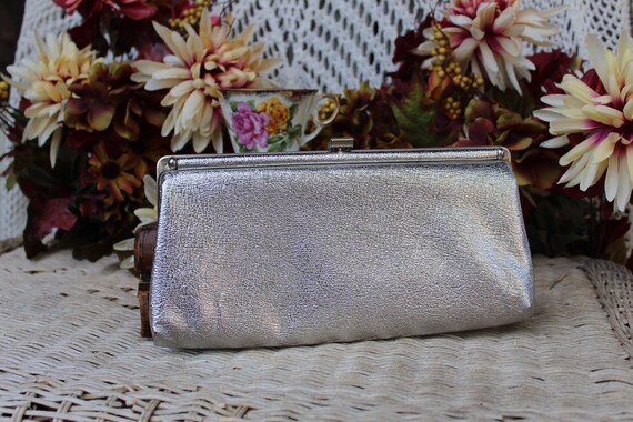 Midcentury Silvery Clutch Fancy 50s Evening Clutch Purse Ladies