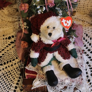 10&quot; TY Santabear Plush Toy / VNTG TY Toy Bear Doll Decor / Plush Toy Santa Teddy Bear / Christmas Plush Bear Decor / Holiday Bear Doll Gift