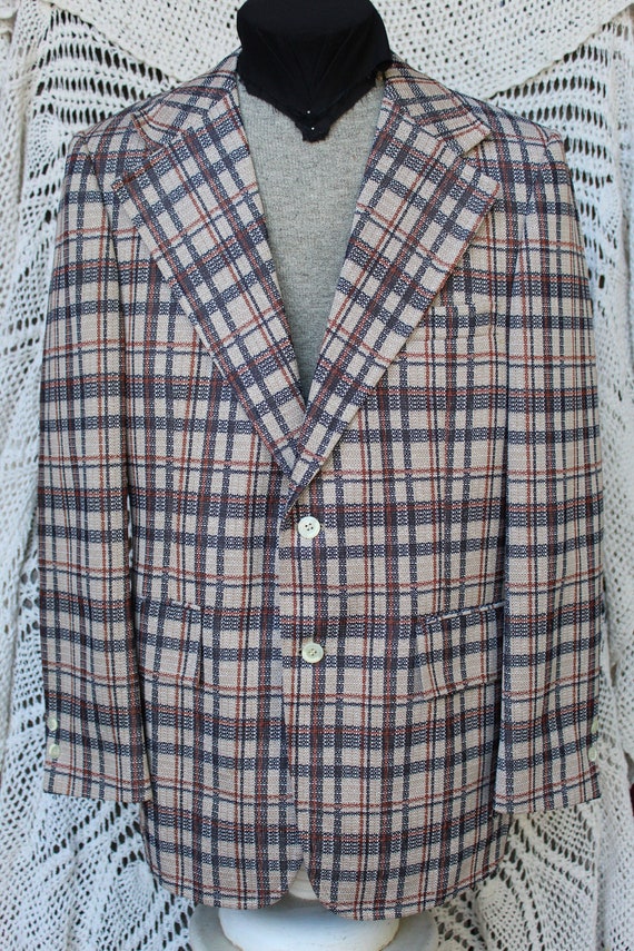 VINTG Brown Plaid Suit Jacket/40s Pine Streeter Fr