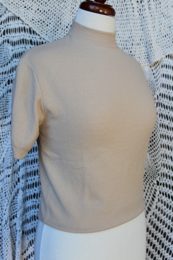 Ladies Light Beige Mock Turtleneck Shirt, VINTG N… - image 9