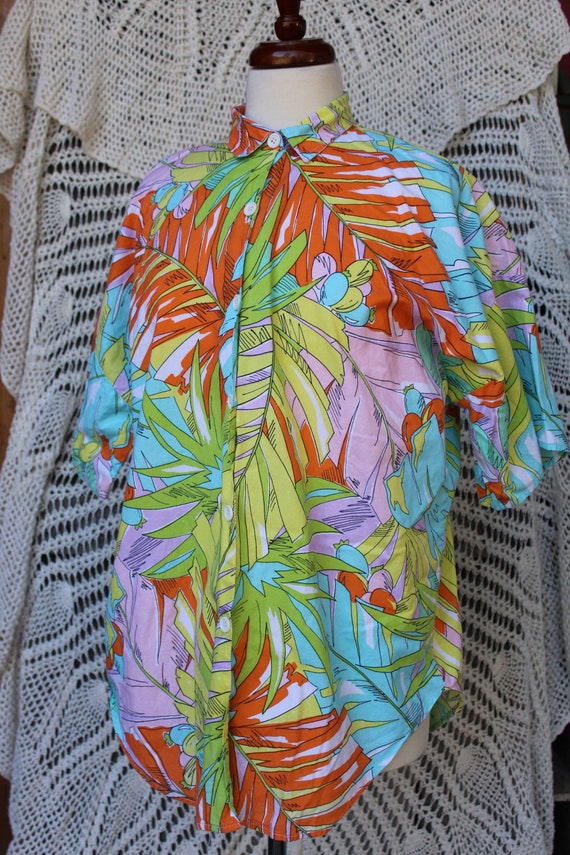 Chemise imprimé tropical femme hotsell
