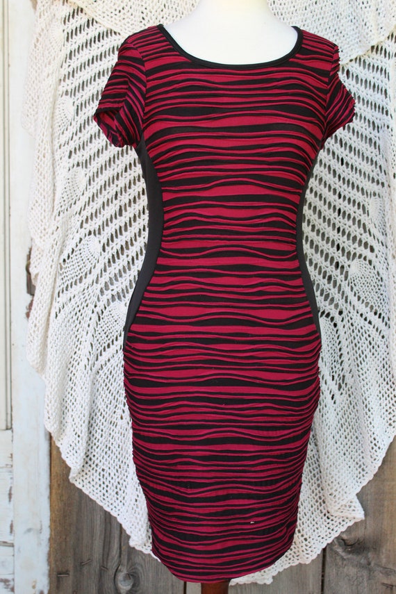 red and black striped bodycon dress Selah Bodycon Dress in Mini Stripe Red and Black