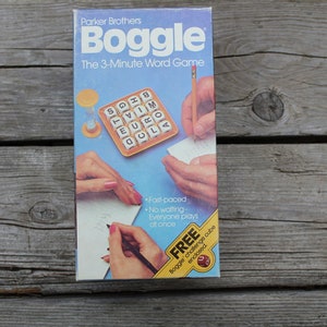 Parker Brothers BOGGLE Word Game / 1983 Edition 3-Minute Fast Paced Word Game / Family, Friends Entertainment Games, Gift / Educational Game
