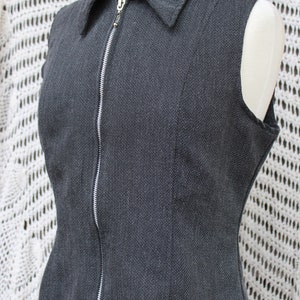 Ladies Fitted Charcoal Gray Zippered Vest / Dressy Secretaries Vest / 80's Academia / Preppy Vest Size Large image 10