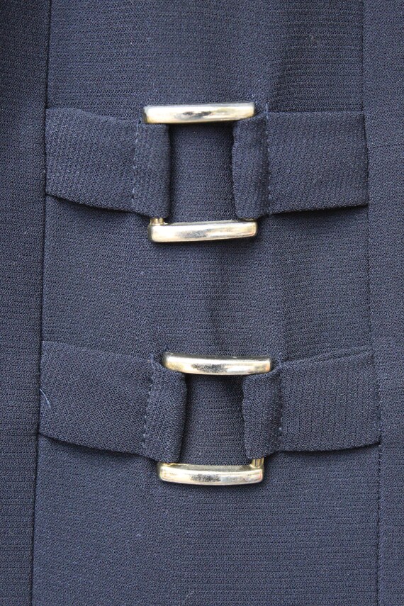 Ladies Vintage 1980's Dark Navy Blue Brass Button… - image 2