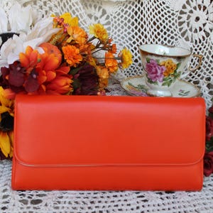 60&#39;S Orange Clutch Purse Gift/VNTG Vegan Envelope Style Clutch/Snap Closure Retro Mod Summer Clutch/60&#39;S Vogue Fashion Clutch Gift For Her