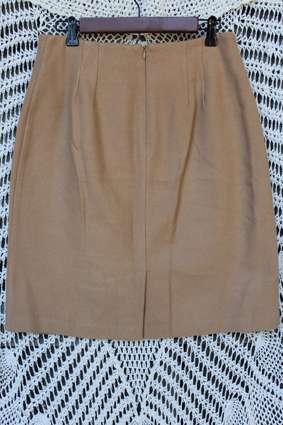 Ladies Camel Colored Wool Skirt, VINTG 80s Lined … - image 3