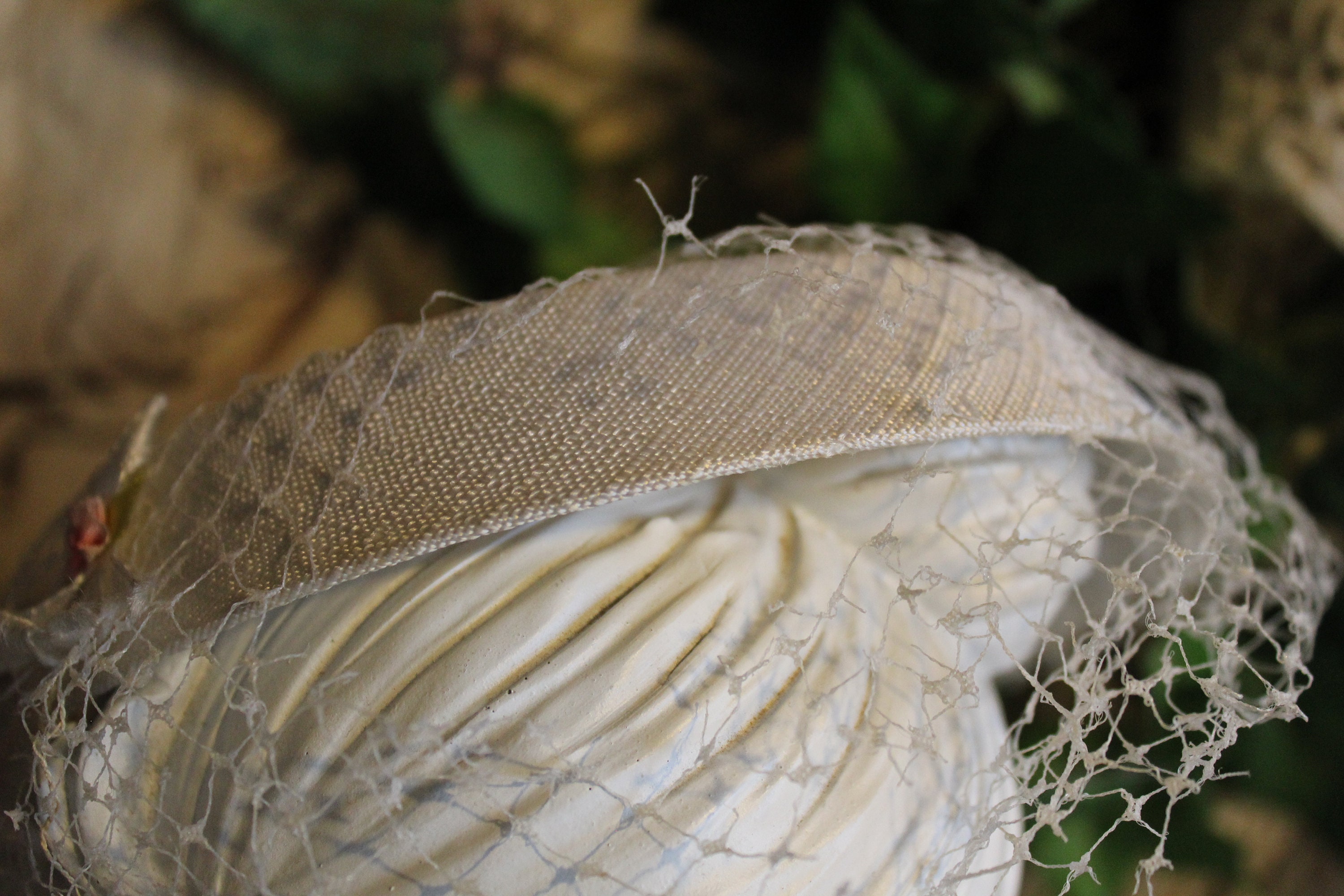 Ladies Vintage White With Pink Flowers Ribbon & Netting Etsy