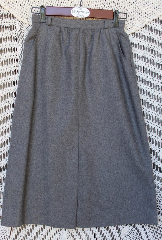 Ladies Gray Wool Skirt, VINTG High Pleated Waist … - image 1