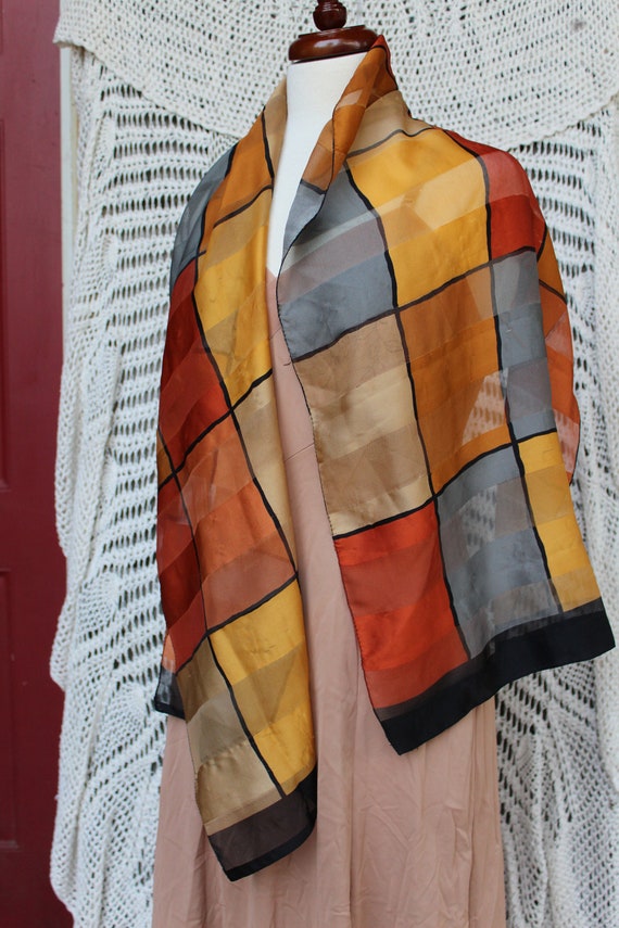 Bold, Colorful Colorblock Oblong Head, Neck Scarf… - image 10