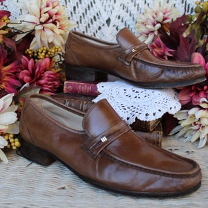 Zapatos de vestir Nunn Bush para hombres / Zapatos deslizantes de cuero marrón de calidad de los años 80 / Zapatos de oficina con clase de botas de latón Tamaño 9 1/2 m imagen 8