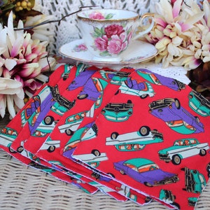 Handmade Classic Cars Cocktail Cloth Napkins / Wipes - Set Of 6