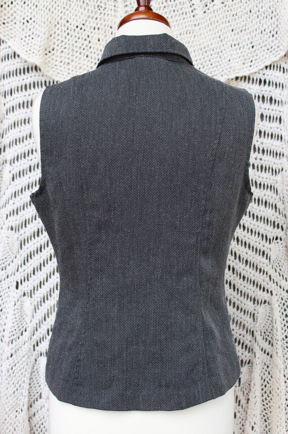 Ladies Fitted Charcoal Gray Zippered Vest / Dress… - image 7