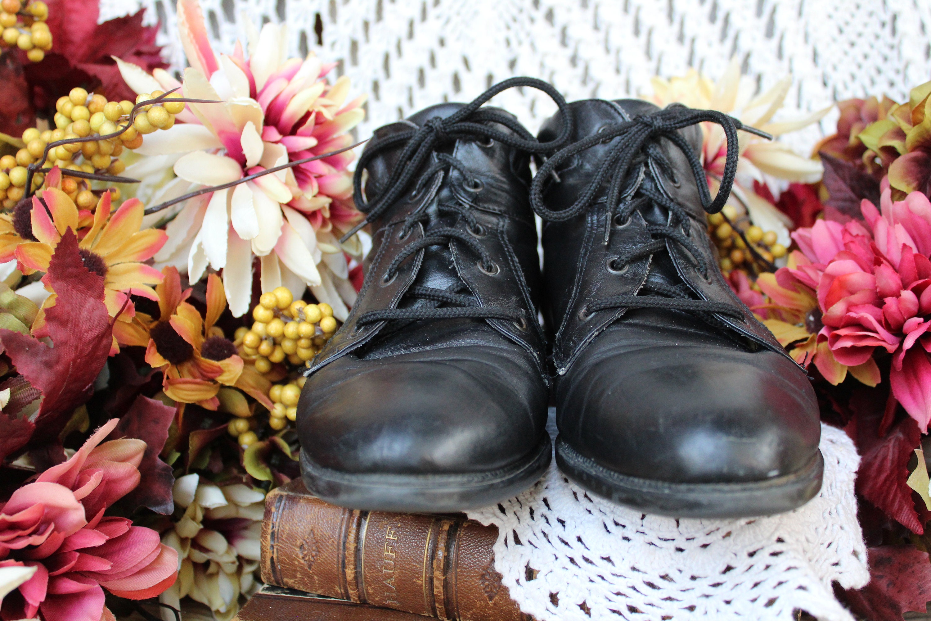 Women Vintage Genuine Leather Low Heel Ankle Boots 4