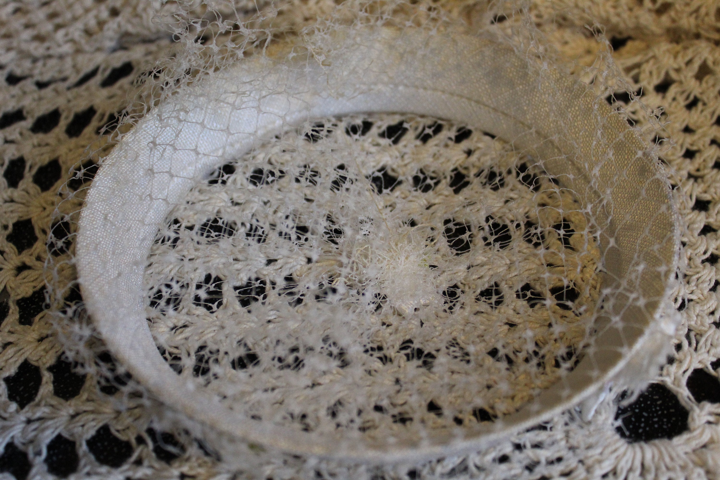 Ladies Vintage White With Pink Flowers Ribbon & Netting Etsy