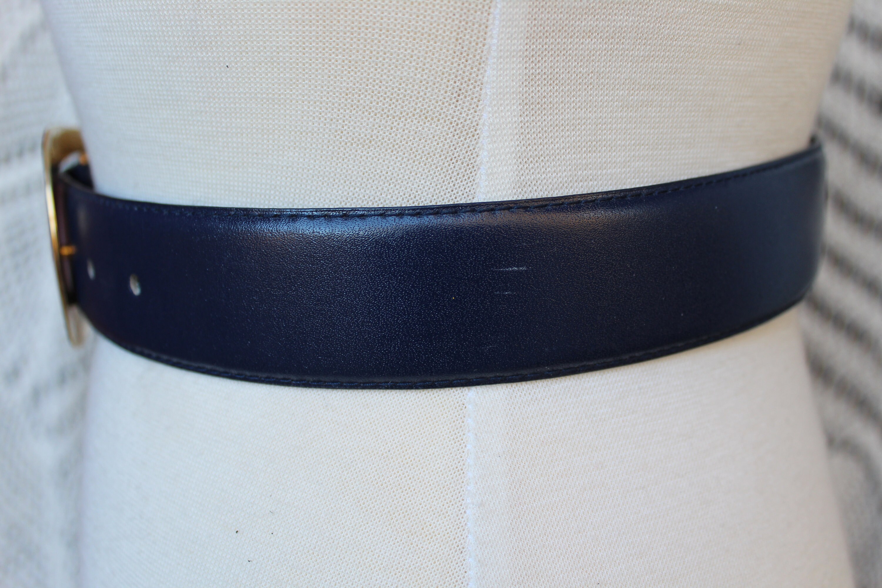 1738 Women\'s Leather 1 1/8 Inch Dress Belt, S, Navy Women main image 3