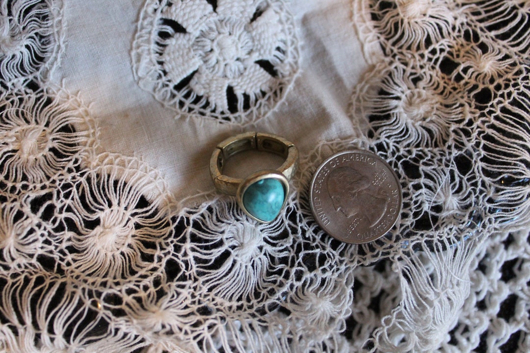 No Stamp Turquoise Teardrop Sterling Ring main image 1