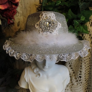Sparkling Silver Cowgirl Princess Party Hat- One Size
