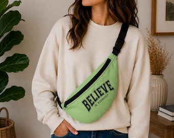 Believe in Yourself Fanny Pack | Motivational Waist Bag, Lime Green