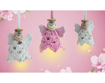 Guardian angel with light or bell / crochet pattern, German