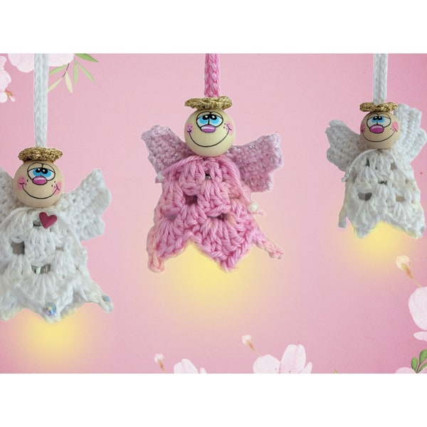 Guardian angel with light or bell / crochet pattern, German