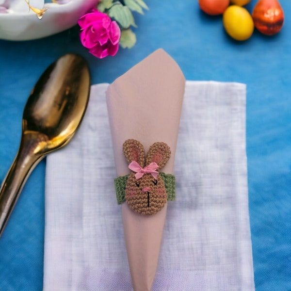 Easter bunny napkin ring crochet pattern