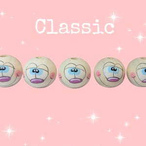 handbemalte Holzperlen mit Gesicht, Glücksglüher/Schutzengel Classic, Matt