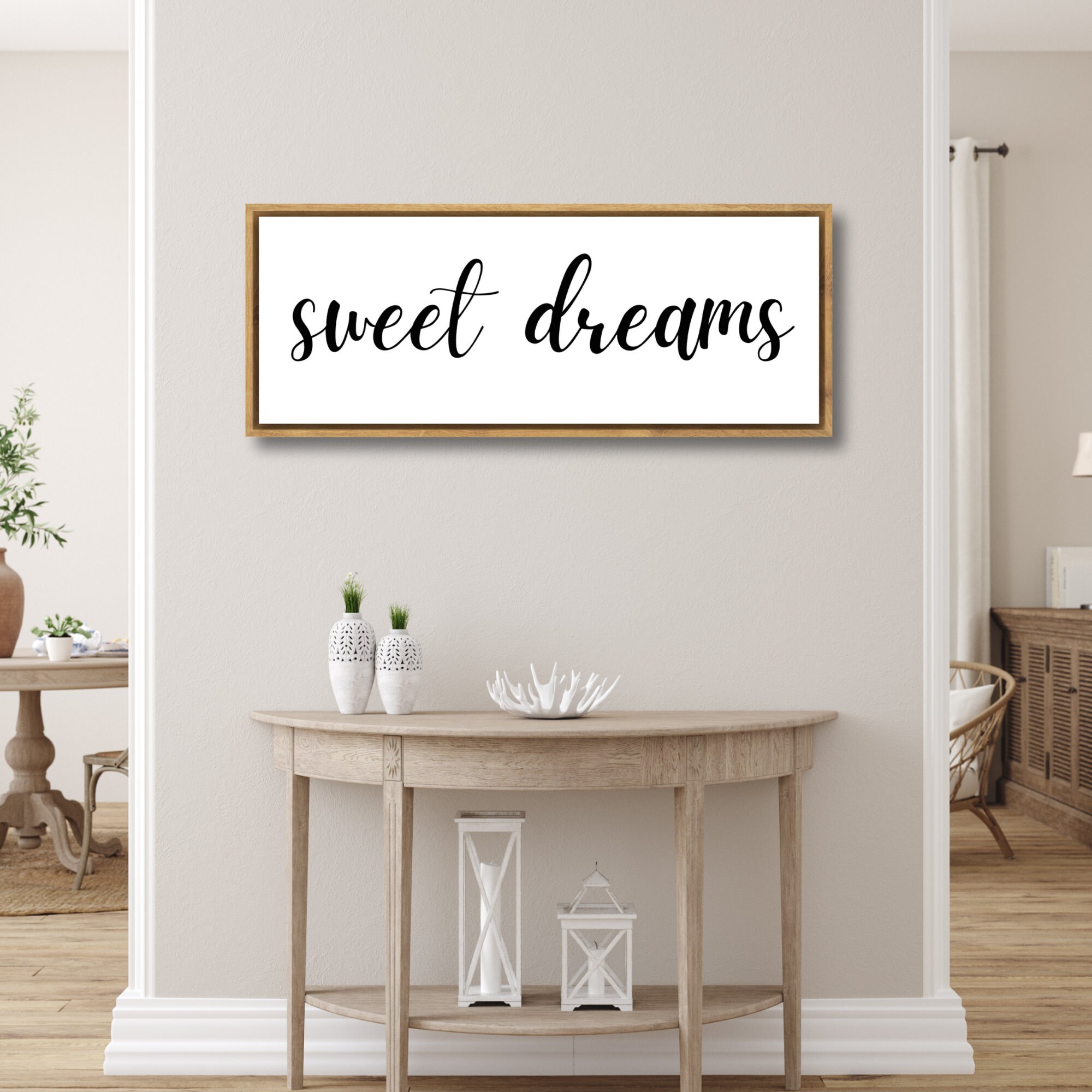 Sweet Dreams Wall Decor Above Bed - 15x40 Framed Sweet Dreams Sign ...