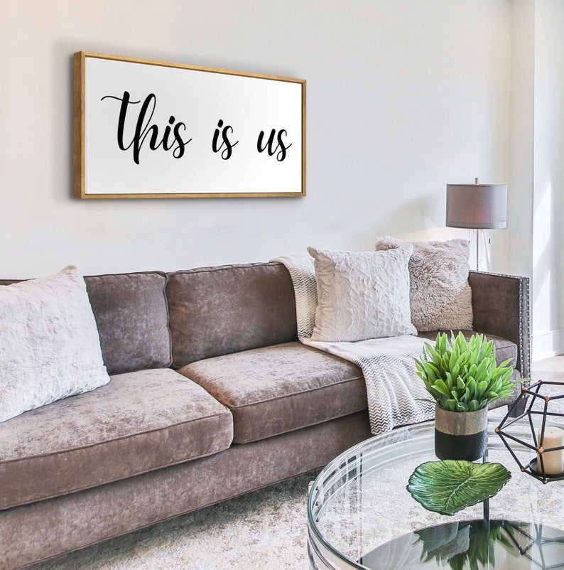 This is Us Wall Decor Framed Farmhouse Family Quote Canvas Wall Art
