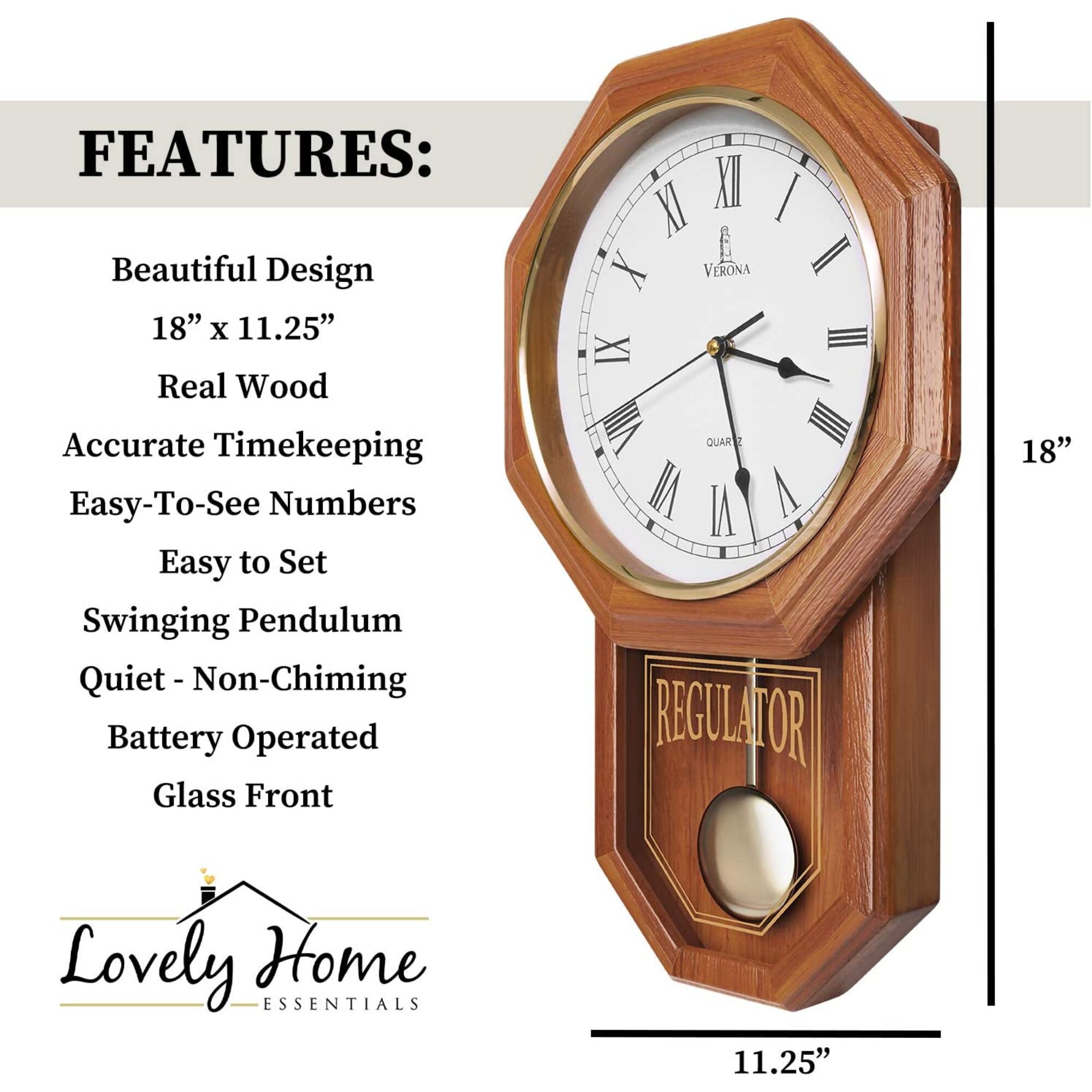 Pendulum Wall Clock Decorative Wood Wall Clock With Pendulum