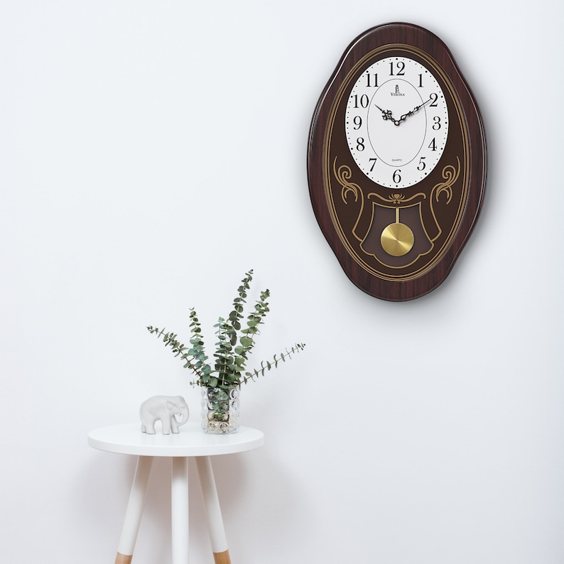 Musical Wall Clock With Pendulum Oval Pendulum Wall Clock Etsy