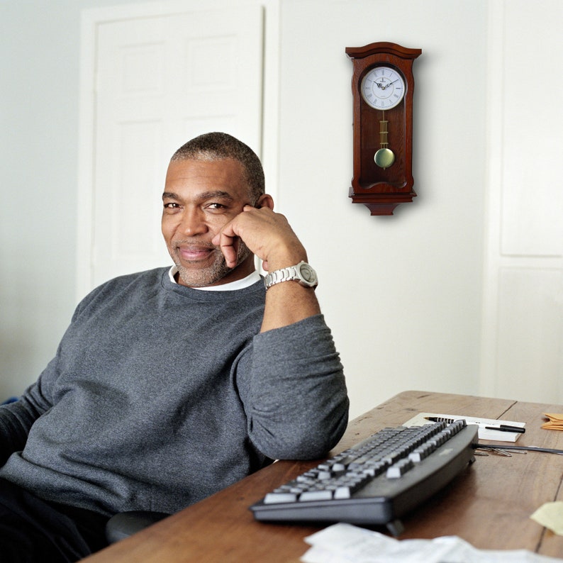 Pendulum Wall Clock Battery Operated Silent Quartz Wood Pendulum Clock