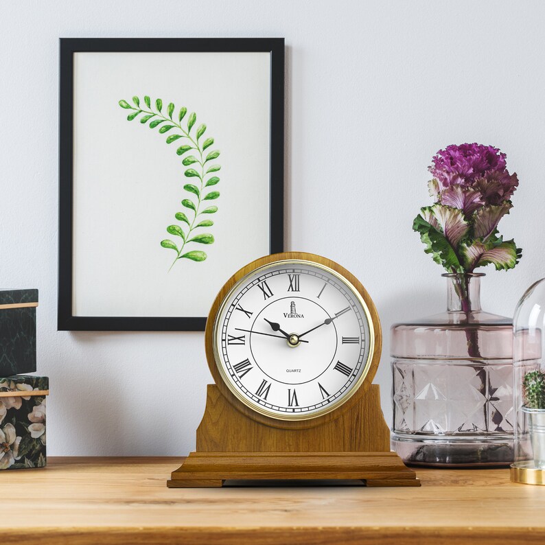 Mantel Clock, Silent Decorative Wood Mantle Clock Battery Operated