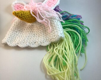 Adjustable Pastel Unicorn Hat/Diaper Cover with Glitter Buttons