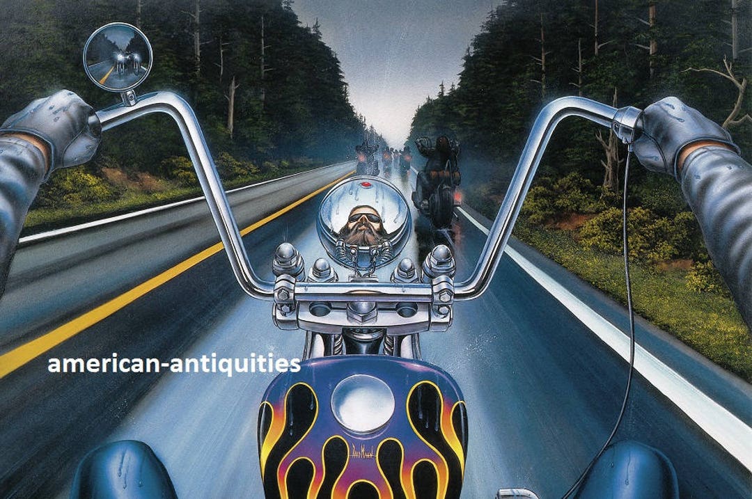 David Mann Motorcycle Biker Easyriders Centerfold Art Poster Print