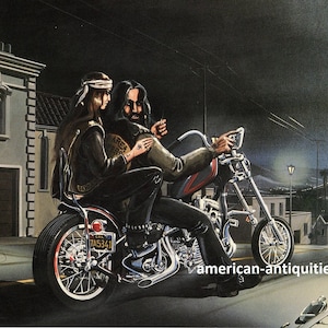 David Mann Harley Davidson Biker Easyriders Centerfold Art Poster Print Frisco Night Sturgis Daytona  11&quot; x 16&quot;