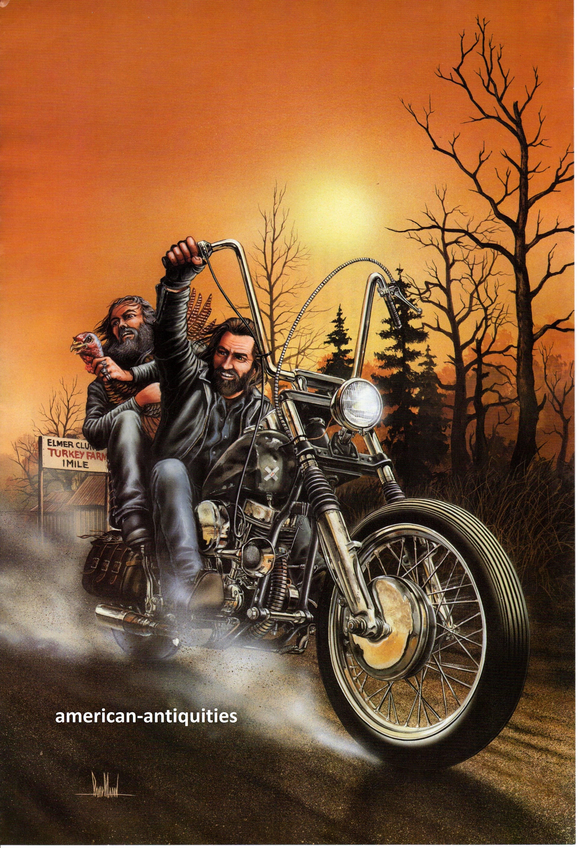 David Mann Motorcycle Biker Easyriders Centerfold Art Poster Print