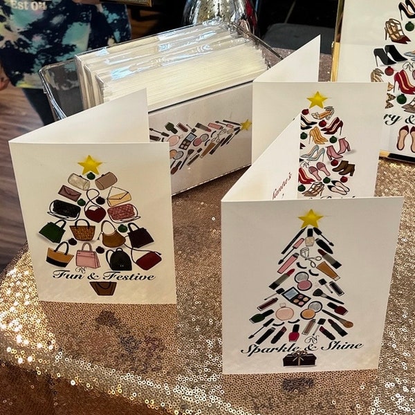 Holiday Fashion Cards - Makeup Tree, Shoe Tree, Handbag Tree