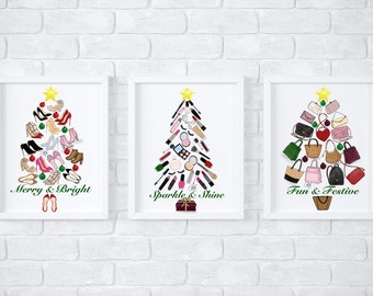Holiday Shoe Tree, Makeup Tree, Handbag Tree Prints
