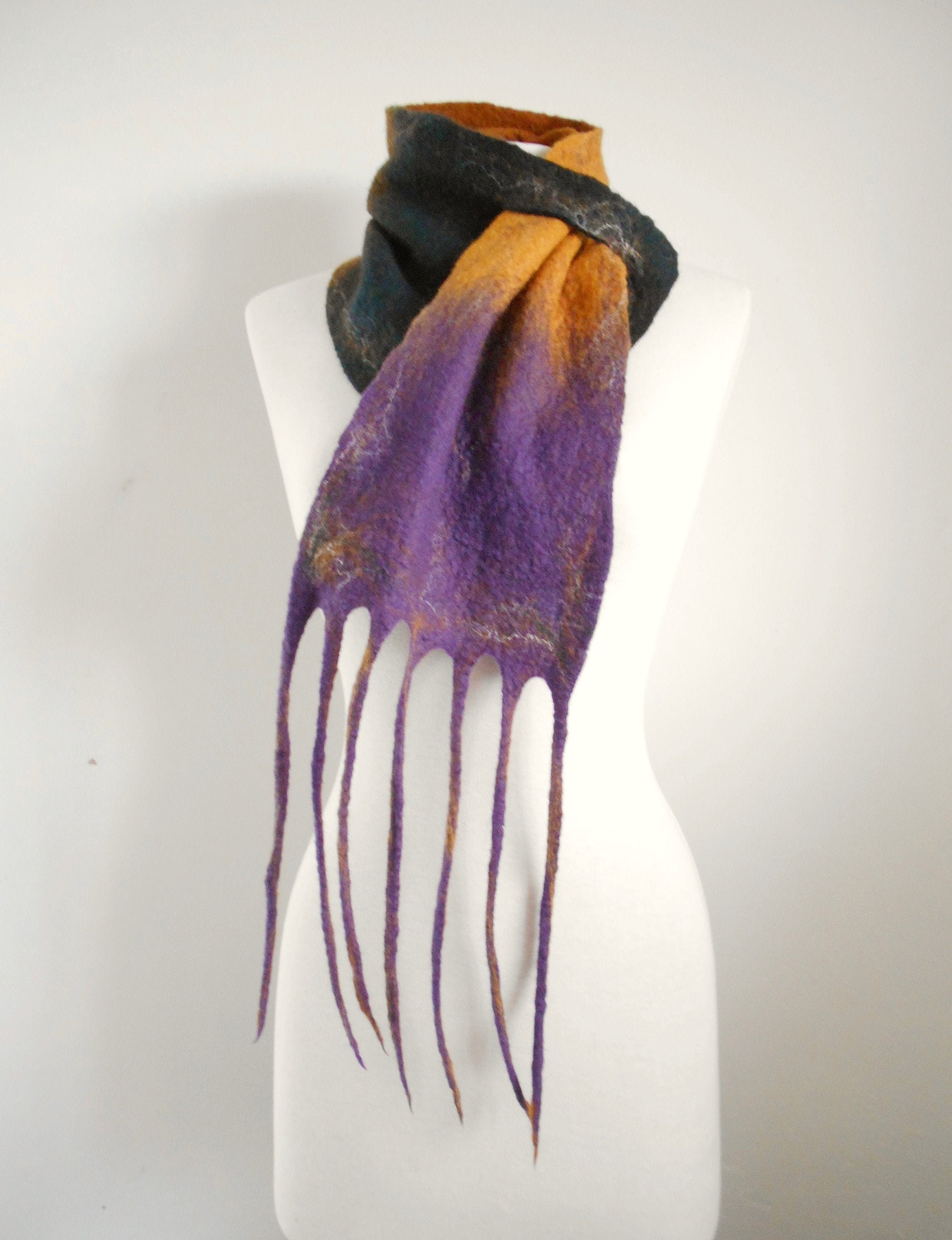 Felt scarf Merino Wool felt scarf Small neck scarf Felted neck Etsy