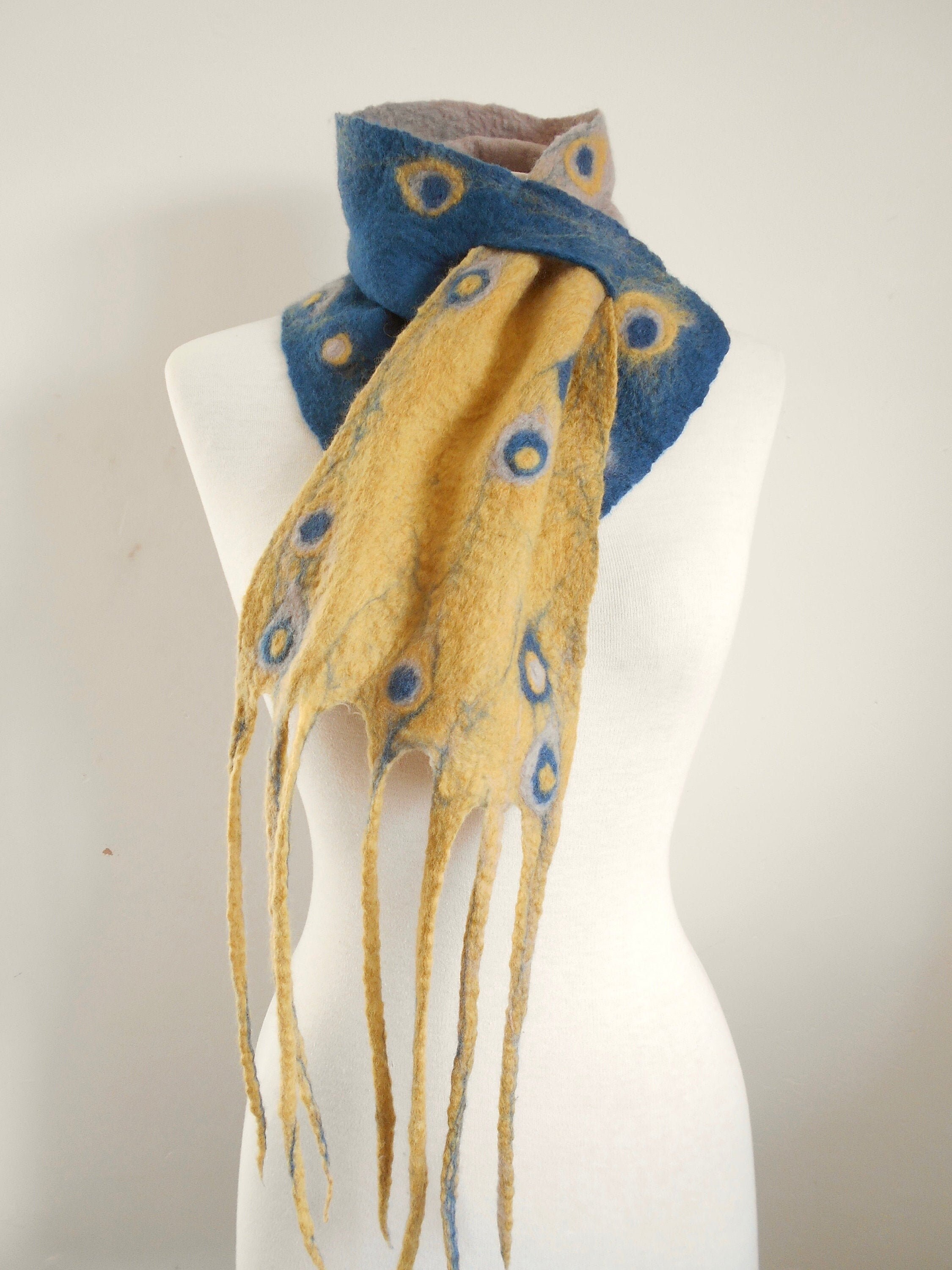 Felt scarf Wool felt scarf Small neck scarf Felted neck collar Etsy
