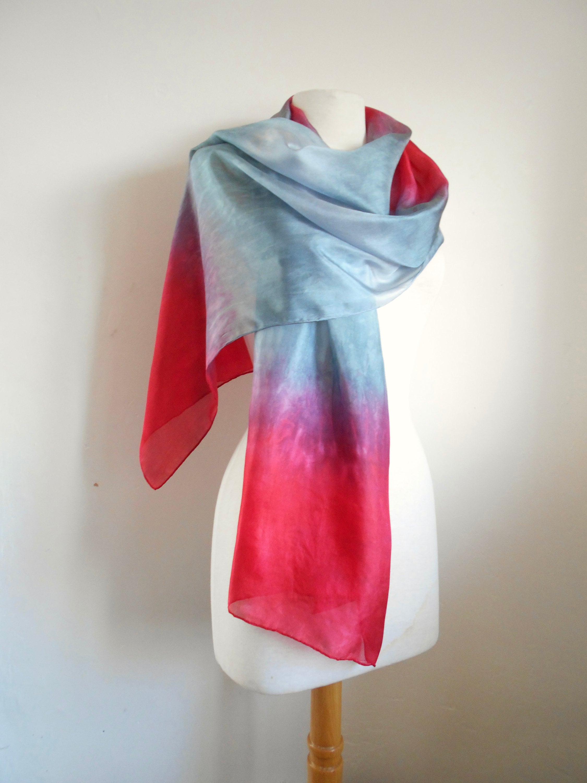 Silk Scarf Large Hand Painted Ombre Silk Scarf Long Silk Scarf