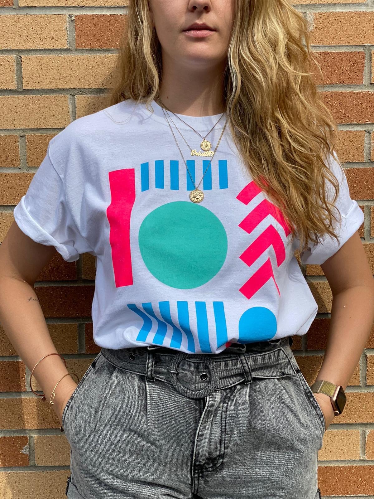 Hand Printed Graphic T-shirt Summer T-shirt Geometric Design - Etsy