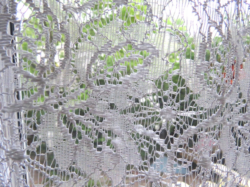 shabby chic Beautiful set of white vintage net lace curtains elegant leaf design and so soft to the touch- each 54 x 80 romantic
